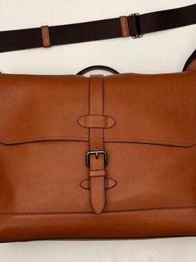 Coach Hudson Leather Messenger Bag Briefcase Saddle Brown Laptop Crossbody